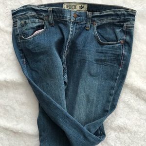 Pink brand denim jeans.